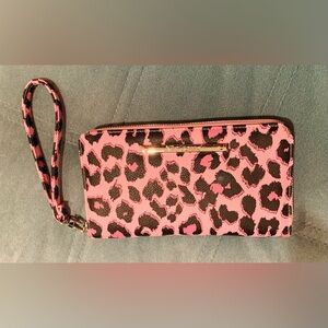 NWOT Betsey Johnson pink leopard large wallet